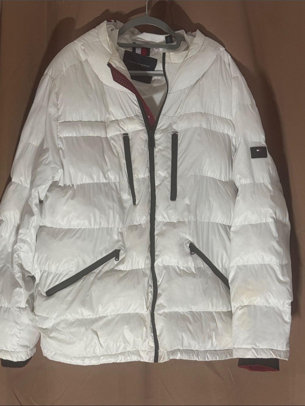 Tommy Hilfiger White Men's Hooded Puffer Jacket